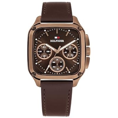 1792221 Tommy Hilfiger Analogowy wielofunkcyjny zegarek kwarcowy dla mężczyzn z brązowym skórzanym paskiem 1792221 Tommy Hilfiger Analogowy wielofunkcyjny zegarek kwarcowy dla mężczyzn z brązowym skórzanym paskiem