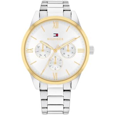 1782744 Tommy Hilfiger Analogowy wielofunkcyjny zegarek kwarcowy dla kobiet ze srebrną bransoletką ze stali nierdzewnej , Srebrny 1782744 Tommy Hilfiger Analogowy wielofunkcyjny zegarek kwarcowy dla kobiet ze srebrną bransoletką ze stali nierdzewnej , Srebrny