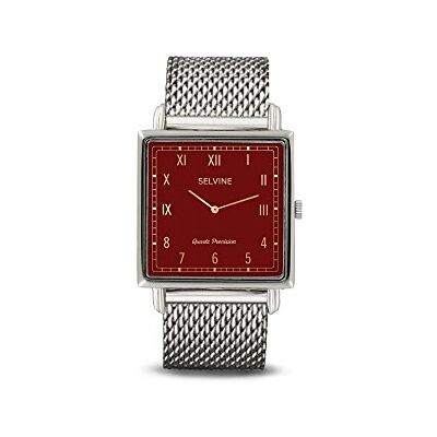 SOLY14 Zegarek damski Selvine tarcza 28 mm ze stopu Burgundy i srebrna bransoletka z siatki Milanese SOLY14 Zegarek damski Selvine tarcza 28 mm ze stopu Burgundy i srebrna bransoletka z siatki Milanese