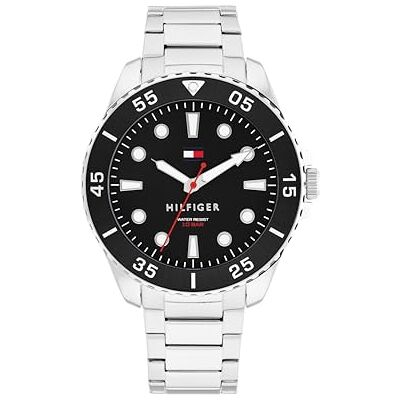 1792203 Tommy Hilfiger Zegarek kwarcowy z trzema rękami dla mężczyzn ze srebrną bransoletką ze stali nierdzewnej 1792203 Tommy Hilfiger Zegarek kwarcowy z trzema rękami dla mężczyzn ze srebrną bransoletką ze stali nierdzewnej