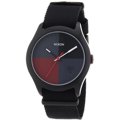 A3441167-00 Nixon Unisex zegarek na rękę The Quad All Black/Dark Red Nylon analogowy kwarcowy , wielokolorowa, Pasek A3441167-00 Nixon Unisex zegarek na rękę The Quad All Black/Dark Red Nylon analogowy kwarcowy , wielokolorowa, Pasek