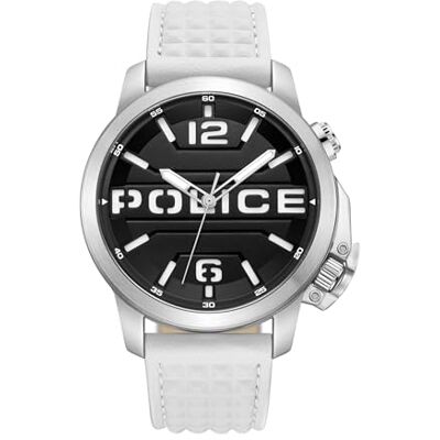 PEWJD0021704 Police Męski analogowy zegarek na rękę AUTOMATED z wysokiej jakości skórzanym paskiem, srebro, Rozmiar uniwersalny, Pasek PEWJD0021704 Police Męski analogowy zegarek na rękę AUTOMATED z wysokiej jakości skórzanym paskiem, srebro, Rozmiar uniwersalny, Pasek