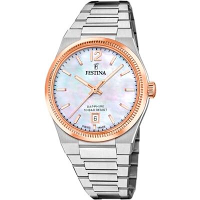 F20066 Festina Zegarek damski /1 Swiss Made Rivé koperta ze stali nierdzewnej Multi szara bransoleta ze stali nierdzewnej, beżowy F20066 Festina Zegarek damski /1 Swiss Made Rivé koperta ze stali nierdzewnej Multi szara bransoleta ze stali nierdzewnej, beżowy