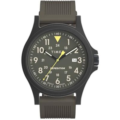 TW4B30000 Timex Expedition Acadia Zegarek męski 40 mm, pasek silikonowy w kolorze grafitowym, zielona tarcza, czarna koperta TW4B30000 Timex Expedition Acadia Zegarek męski 40 mm, pasek silikonowy w kolorze grafitowym, zielona tarcza, czarna koperta