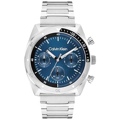 25200464 Calvin Klein Analogowy wielofunkcyjny zegarek kwarcowy dla mężczyzn CK Flex Collection ze srebrną bransoletką ze stali nierdzewnej , NIEBIESKI 25200464 Calvin Klein Analogowy wielofunkcyjny zegarek kwarcowy dla mężczyzn CK Flex Collection ze srebrną bransoletką ze stali nierdzewnej , NIEBIESKI