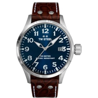 Mineral TW Steel Volante męski zegarek kwarcowy, 45 mm, z 3-wskazówkowym mechanizmem i skórzaną bransoletką, wielokolorowa, Nowoczesny Mineral TW Steel Volante męski zegarek kwarcowy, 45 mm, z 3-wskazówkowym mechanizmem i skórzaną bransoletką, wielokolorowa, Nowoczesny