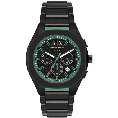 AX4294 Armani Exchange męski zegarek ze stali nierdzewnej 44 mm, czarny AX4294 Armani Exchange męski zegarek ze stali nierdzewnej 44 mm, czarny