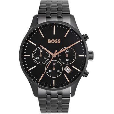1514256 BOSS Zegarek kwarcowy chronograf dla mężczyzn kolekcja Avery z czarną bransoletką ze stali nierdzewnej 1514256 BOSS Zegarek kwarcowy chronograf dla mężczyzn kolekcja Avery z czarną bransoletką ze stali nierdzewnej
