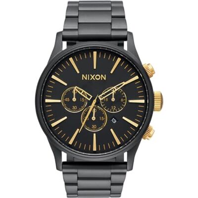 A1390-1041-00 Nixon Męski analogowy japoński mechanizm kwarcowy zegarek z bransoletką ze stali nierdzewnej , czarny, złoty A1390-1041-00 Nixon Męski analogowy japoński mechanizm kwarcowy zegarek z bransoletką ze stali nierdzewnej , czarny, złoty