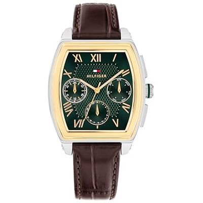 1710762 Tommy Hilfiger Analogowy wielofunkcyjny zegarek kwarcowy brązowy z brązowym skórzanym paskiem 1710762 Tommy Hilfiger Analogowy wielofunkcyjny zegarek kwarcowy brązowy z brązowym skórzanym paskiem