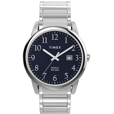 TW2W52200 Timex Easy Reader® Zegarek męski, 40 mm, niebieska tarcza, srebrna koperta, elastyczna bransoleta ze stali nierdzewnej w srebrnym kolorze TW2W52200 Timex Easy Reader® Zegarek męski, 40 mm, niebieska tarcza, srebrna koperta, elastyczna bransoleta ze stali nierdzewnej w srebrnym kolorze