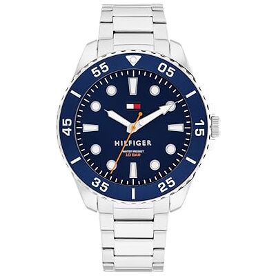 1792202 Tommy Hilfiger Zegarek kwarcowy z trzema rękami dla mężczyzn ze srebrną bransoletką ze stali nierdzewnej 1792202 Tommy Hilfiger Zegarek kwarcowy z trzema rękami dla mężczyzn ze srebrną bransoletką ze stali nierdzewnej