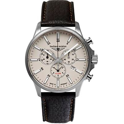 28805 Bauhaus Aviation zegarek męski ze skórzanym paskiem lub paskiem tytanowym chronograf tytanowy obudowa 10 ATM szafirowe szkło alarm data 2880, beżowy, taśma 28805 Bauhaus Aviation zegarek męski ze skórzanym paskiem lub paskiem tytanowym chronograf tytanowy obudowa 10 ATM szafirowe szkło alarm data 2880, beżowy, taśma