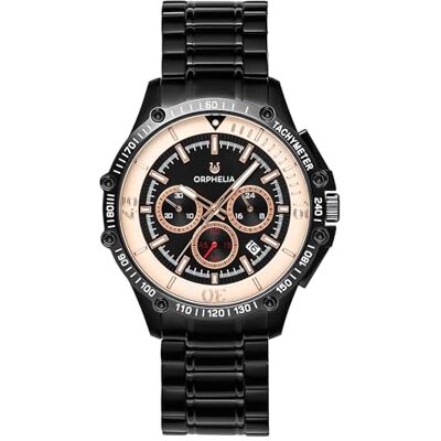 OR82812 ORPHELIA męski zegarek chronograf frenetic z paskiem ze stali nierdzewnej Bransoletka Czarny/beżowy OR82812 ORPHELIA męski zegarek chronograf frenetic z paskiem ze stali nierdzewnej Bransoletka Czarny/beżowy