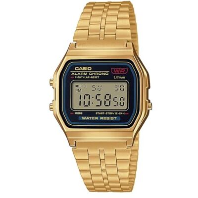 A159WGEA-1EF Casio Retro Zegarek Uniseks, Regulowany Pasek, Złoty/Czarny A159WGEA-1EF Casio Retro Zegarek Uniseks, Regulowany Pasek, Złoty/Czarny