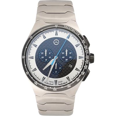B67997532 Mercedes-Benz męski chronograf, Motorsports Collection, stal szlachetna/węglowa, szwajcarski mechanizm kwarcowy, wodoszczelny 10 ATM, 44 mm, srebrny/czarny/niebieski B67997532 Mercedes-Benz męski chronograf, Motorsports Collection, stal szlachetna/węglowa, szwajcarski mechanizm kwarcowy, wodoszczelny 10 ATM, 44 mm, srebrny/czarny/niebieski