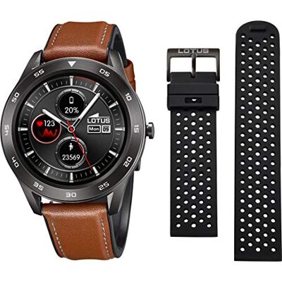 50012/1 Lotus Smartime cyfrowy męski zegarek na rękę ze stali nierdzewnej z skórzanym paskiem w kolorze brązowym 47 mm, brązowy/czarny, Sportowy. 50012/1 Lotus Smartime cyfrowy męski zegarek na rękę ze stali nierdzewnej z skórzanym paskiem w kolorze brązowym 47 mm, brązowy/czarny, Sportowy.
