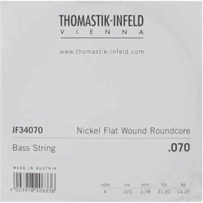 Thomastik-Infeld Flat Wound E-Bass JF34070 struna pojedyncza A – Jazz Bass Long Scale 34", grubość .070 Thomastik-Infeld Flat Wound E-Bass JF34070 struna pojedyncza A – Jazz Bass Long Scale 34", grubość .070