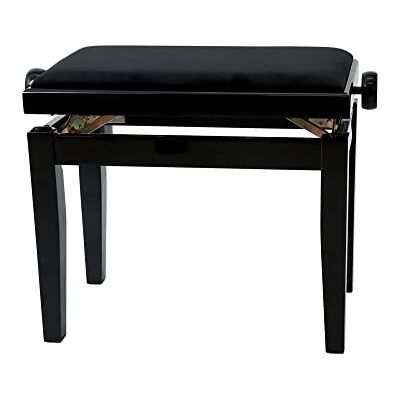 GEWA Ława do pianina Deluxe, lite drewno, regulowana wysokość, czarny wysoki połysk GEWA Ława do pianina Deluxe, lite drewno, regulowana wysokość, czarny wysoki połysk