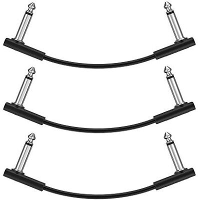 Donner 15 cm kabel do pedału efektów gitarowych płaski kabel krosowy czarny 3-pak Donner 15 cm kabel do pedału efektów gitarowych płaski kabel krosowy czarny 3-pak