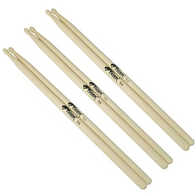 Tiger 5A bęben z drewnianą główką, 3 sztuki 5A Wood Tip 3 pary naturalne Tiger 5A bęben z drewnianą główką, 3 sztuki 5A Wood Tip 3 pary naturalne