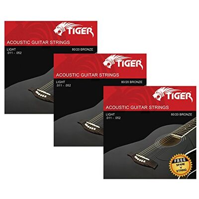 Tiger Struny do gitary akustycznej, zestaw 3 super lekkie (11 – 52) Tiger Struny do gitary akustycznej, zestaw 3 super lekkie (11 – 52)