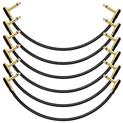 Donner Kable krosowe do gitary kąt prosty, 30 cm przewody do pedałów efektów 1/4 kable instrumentalne do pedałów efektów basowych, 6 sztuk Donner Kable krosowe do gitary kąt prosty, 30 cm przewody do pedałów efektów 1/4 kable instrumentalne do pedałów efektów basowych, 6 sztuk
