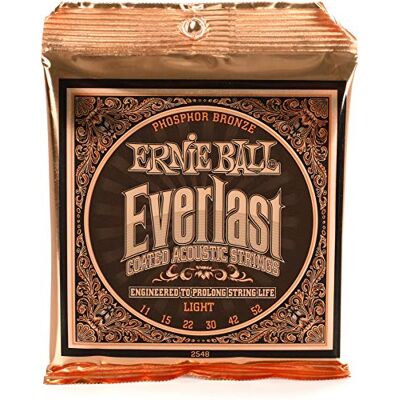 Ernie Ball Everlast Light Coated Phosphor Bronze Acoustic Guitar Strings 11-52 Gauge Ernie Ball Everlast Light Coated Phosphor Bronze Acoustic Guitar Strings 11-52 Gauge
