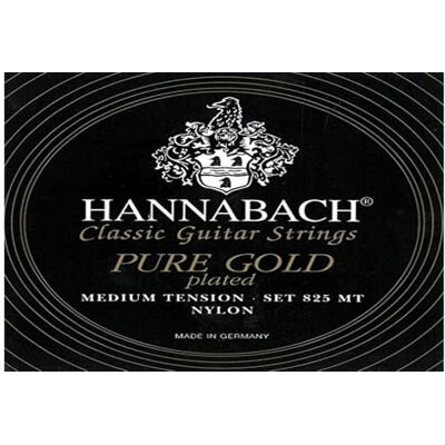Hannabach Struny do gitary klasycznej z serii 825 MT Pure Gold pozłacane, medium tension Zestaw 3 strun basowych Hannabach Struny do gitary klasycznej z serii 825 MT Pure Gold pozłacane, medium tension Zestaw 3 strun basowych