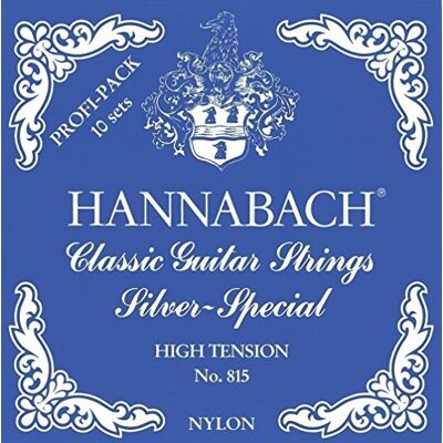 Hannabach 652775 Saiten für Klassikgitarre Seire 815 Profi Bass Pack Silver Special High Tension, 10 Bass Sätze + 3 extra D4 Saiten Hannabach 652775 Saiten für Klassikgitarre Seire 815 Profi Bass Pack Silver Special High Tension, 10 Bass Sätze + 3 extra D4 Saiten