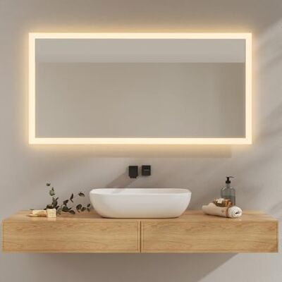 EMKE Lustro łazienkowe ze światłem LED 120x60 cm, lustro łazienkowe LED 3000K ciepła biel, przełącznik ścienny, instalacja pionowa/pozioma, lustro przeciwwybuchowe IP44, oszczędność energii, lustro EMKE Lustro łazienkowe ze światłem LED 120x60 cm, lustro łazienkowe LED 3000K ciepła biel, przełącznik ścienny, instalacja pionowa/pozioma, lustro przeciwwybuchowe IP44, oszczędność energii, lustro