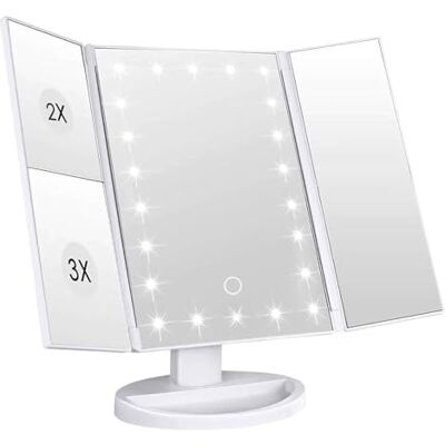 INTIRILIFE Lustro do makijażu z podświetleniem LED, składane, białe INTIRILIFE Lustro do makijażu z podświetleniem LED, składane, białe