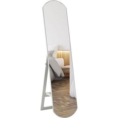 HOMCOM Lustro łukowate 150 cm, duże lustro z półką do przechowywania, montaż ścienny lub stojący, do sypialni, wejścia, korytarza, białe HOMCOM Lustro łukowate 150 cm, duże lustro z półką do przechowywania, montaż ścienny lub stojący, do sypialni, wejścia, korytarza, białe