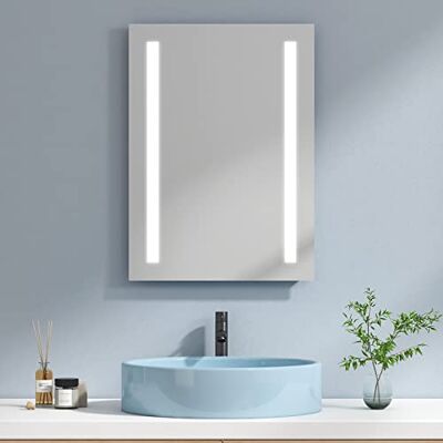 EMKE Lustro łazienkowe LED 50 x 70 cm z zimną bielą Światło Ścienne EMKE Lustro łazienkowe LED 50 x 70 cm z zimną bielą Światło Ścienne