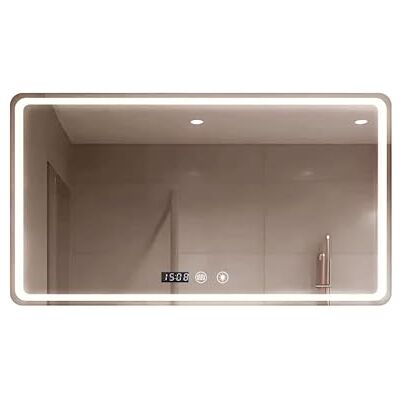 Select Lustro Łazienkowe LED Prostokątne Z Wtyczką, 3 Barwy Światła, Regulacja Jasności, Antypara, Godzina I Temperatura, Poziome 80x60 Cm Select Lustro Łazienkowe LED Prostokątne Z Wtyczką, 3 Barwy Światła, Regulacja Jasności, Antypara, Godzina I Temperatura, Poziome 80x60 Cm