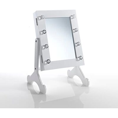 Tomasucci Wink Design, lustro stołowe z pojemnikiem, Coffeer Lux, wbudowane światła LED, matowa biel, 44 x 29 x 25 cm Tomasucci Wink Design, lustro stołowe z pojemnikiem, Coffeer Lux, wbudowane światła LED, matowa biel, 44 x 29 x 25 cm