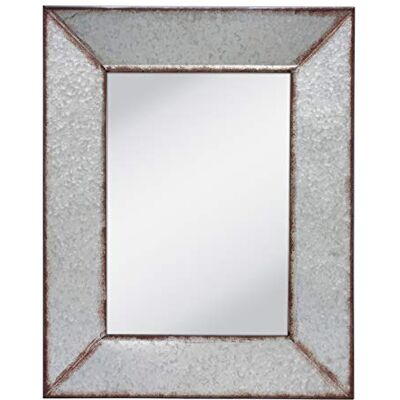 Stonebriar Rustykalne 71 cm x 56 cm prostokątne ocynkowane metalowe ramki wiszące lustro ścienne Stonebriar Rustykalne 71 cm x 56 cm prostokątne ocynkowane metalowe ramki wiszące lustro ścienne
