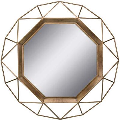 Stonebriar Dekoracyjne 71 cm geometryczne metalowe ramki wiszące lustro ścienne ze wspornikami montażowymi, antyczne złoto Stonebriar Dekoracyjne 71 cm geometryczne metalowe ramki wiszące lustro ścienne ze wspornikami montażowymi, antyczne złoto