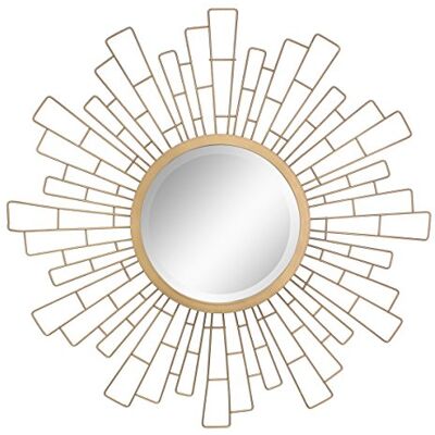 Stonebriar Złoty Promień Słoneczny Lustro na Ścianę - Dekoracyjne okrągłe lustro metalowe, 60 cm Stonebriar Złoty Promień Słoneczny Lustro na Ścianę - Dekoracyjne okrągłe lustro metalowe, 60 cm