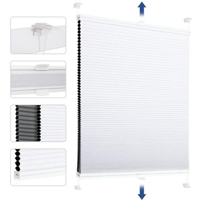 Sekey Roleta plisowana o strukturze plastra miodu, bez wiercenia, 100% zaciemniająca, nieprzejrzysta, Klemmfix, szyna aluminiowa, do wyboru, biała i szara, 80 x 120 cm (szer. x wys.) Sekey Roleta plisowana o strukturze plastra miodu, bez wiercenia, 100% zaciemniająca, nieprzejrzysta, Klemmfix, szyna aluminiowa, do wyboru, biała i szara, 80 x 120 cm (szer. x wys.)