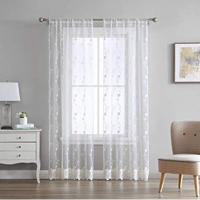 Laura Ashley Melody Vine przezroczyste zasłony z kieszenią na pręt, każdy panel mierzy 137 cm szer. x 240 cm dł., kość słoniowa, 2 panele Laura Ashley Melody Vine przezroczyste zasłony z kieszenią na pręt, każdy panel mierzy 137 cm szer. x 240 cm dł., kość słoniowa, 2 panele