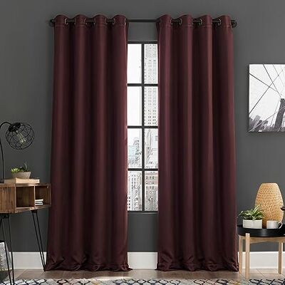 Sun Zero Soho 2-pak energooszczędna redukcja hałasu zasłona zaciemniająca zasłona panel para, 137 cm x 244 cm, Merlot Red Sun Zero Soho 2-pak energooszczędna redukcja hałasu zasłona zaciemniająca zasłona panel para, 137 cm x 244 cm, Merlot Red
