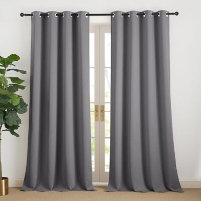 NICETOWN Zasłona o długości 240 cm, nowoczesna, gruba zasłona na zimno, szara, nieprzejrzysta, zaciemniająca, na przelotkach, zestaw 2 sztuk, wys. 240 x szer. 140 cm NICETOWN Zasłona o długości 240 cm, nowoczesna, gruba zasłona na zimno, szara, nieprzejrzysta, zaciemniająca, na przelotkach, zestaw 2 sztuk, wys. 240 x szer. 140 cm