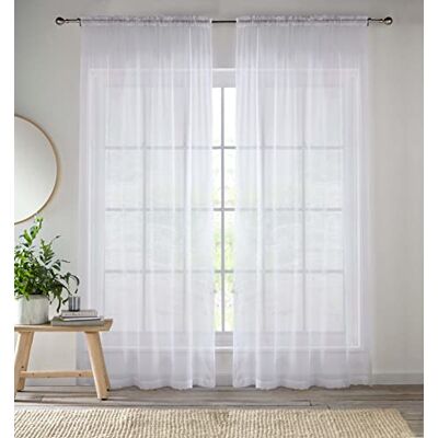 Enhanced Living Sheer Plain Woven Voile Slot Top Curtain Panel Pair - Panel zasłony Enhanced Living Sheer Plain Woven Voile Slot Top Curtain Panel Pair - Panel zasłony