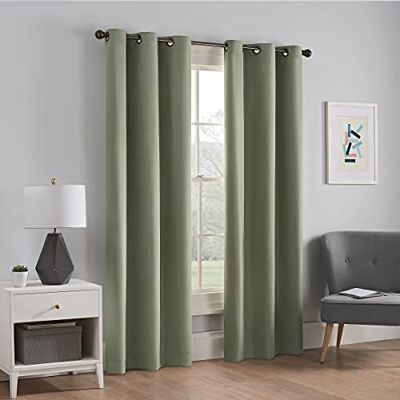 Eclipse Zasłony zaciemniające do sypialni mikrofibra 102 cm x 213 cm izolowane zaciemniające jednopanelowe przelotki górne okno obróbka salonu, mech Eclipse Zasłony zaciemniające do sypialni mikrofibra 102 cm x 213 cm izolowane zaciemniające jednopanelowe przelotki górne okno obróbka salonu, mech