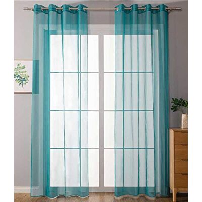 Zestaw turkusowych zasłon Astek - Zasłony z oczkami - 225x140cm Zestaw turkusowych zasłon Astek - Zasłony z oczkami - 225x140cm