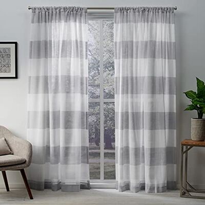 Exclusive Home Curtains Darma Sheer pręt kieszeń górny panel para, gołębia szary, 50 x 96, 2 sztuki Exclusive Home Curtains Darma Sheer pręt kieszeń górny panel para, gołębia szary, 50 x 96, 2 sztuki