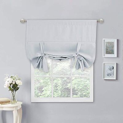 NICETOWN Zasłony kuchenne o długości 137 cm – zaciemniające rolety rzymskie wiązane do łazienki zasłona balonowa (szaro-biały, 1 panel, 40 W x 137 cm L) NICETOWN Zasłony kuchenne o długości 137 cm – zaciemniające rolety rzymskie wiązane do łazienki zasłona balonowa (szaro-biały, 1 panel, 40 W x 137 cm L)