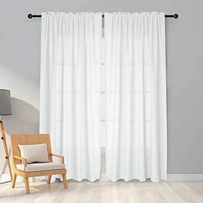 Melodieux Zasłony białe, przezroczyste, o wyglądzie lnu, woal, do salonu, sypialni, zestaw 2 sztuk, 260 x 140 cm Melodieux Zasłony białe, przezroczyste, o wyglądzie lnu, woal, do salonu, sypialni, zestaw 2 sztuk, 260 x 140 cm