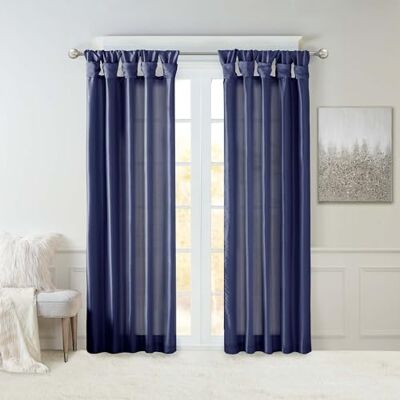 Madison Park Emilia Pojedyncza zasłona ze sztucznego jedwabiu z podszewką prywatną, skręcana zakładka, zasłona okienna do salonu, sypialni i akademika, 241 cm dł. x 127 cm szer Madison Park Emilia Pojedyncza zasłona ze sztucznego jedwabiu z podszewką prywatną, skręcana zakładka, zasłona okienna do salonu, sypialni i akademika, 241 cm dł. x 127 cm szer